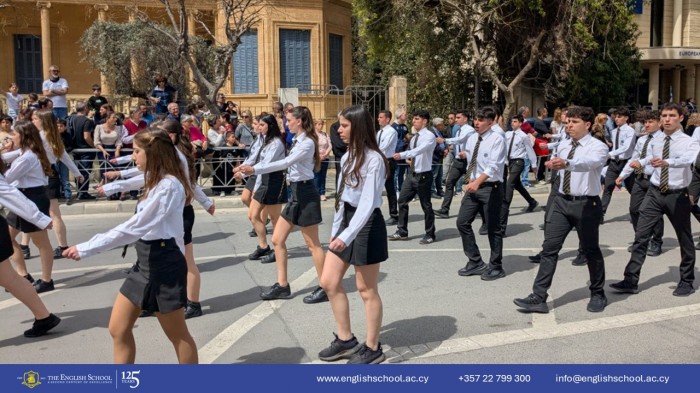 The English School Parade Team Shines at the 25th March Festivities.